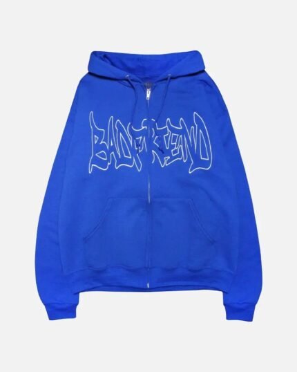 Bad Friend Graffiti Zip Up Hoodie Blue