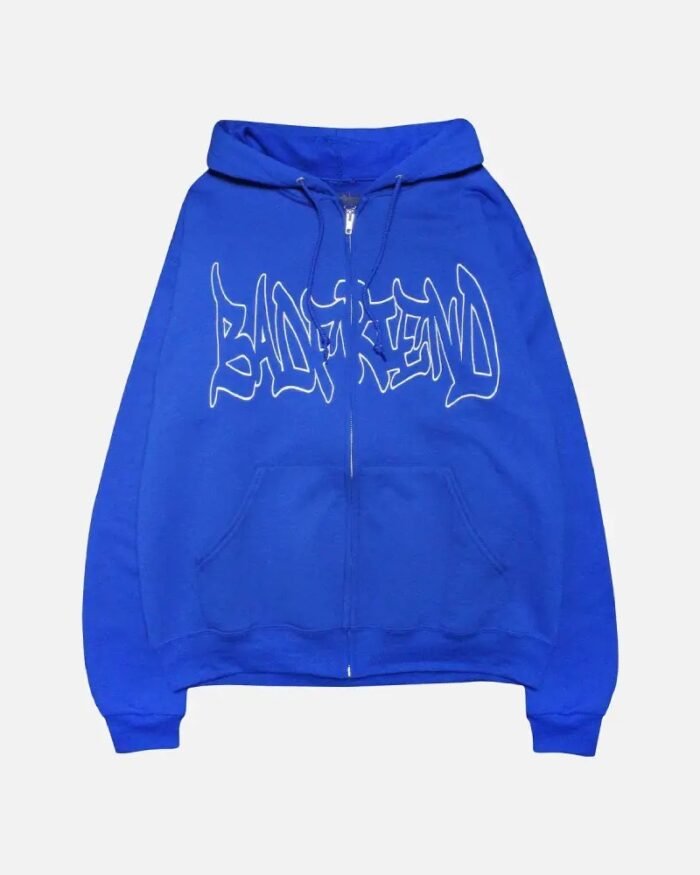 Bad Friend Graffiti Zip Up Hoodie Blue