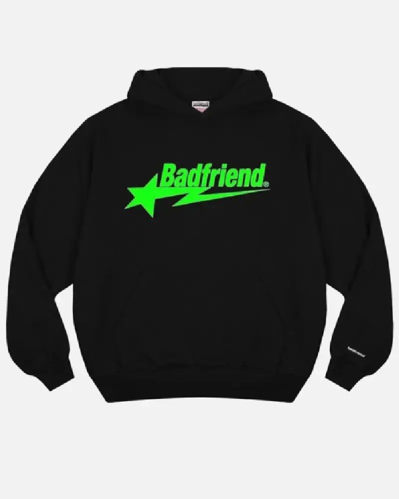 Bad Friend Letter Printed Hoodie Black/Green