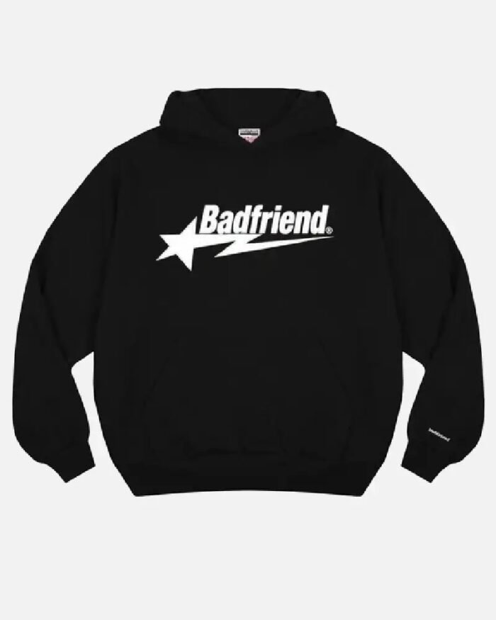 Bad Friend Letter Printed Hoodie Black/White