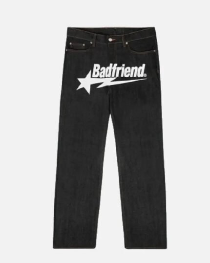 Bad Friend Latter Printed Jeans Black/White