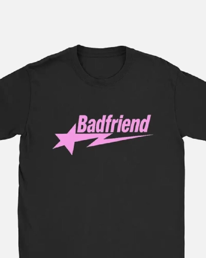 Bad Friend Letter Print Shirt Black/Pink