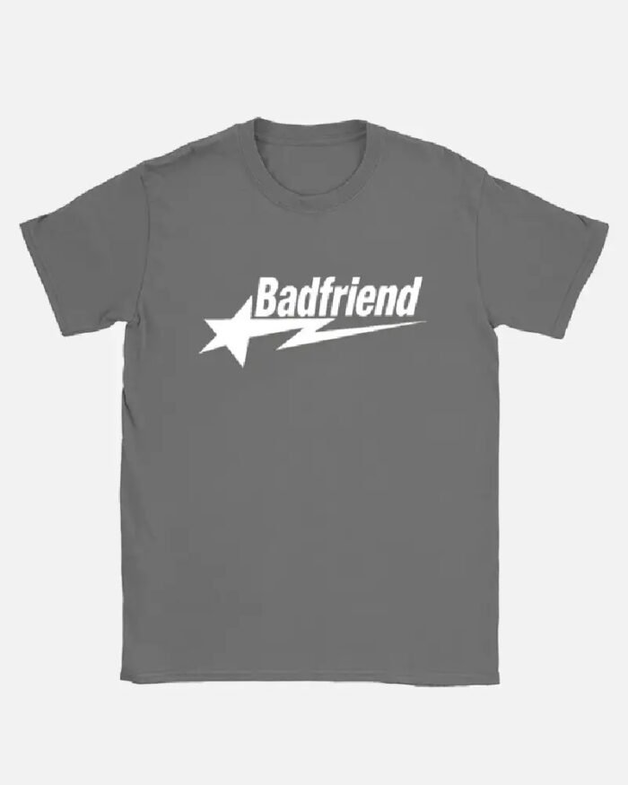 Bad Friend Letter Print Shirt Dark Grey/White