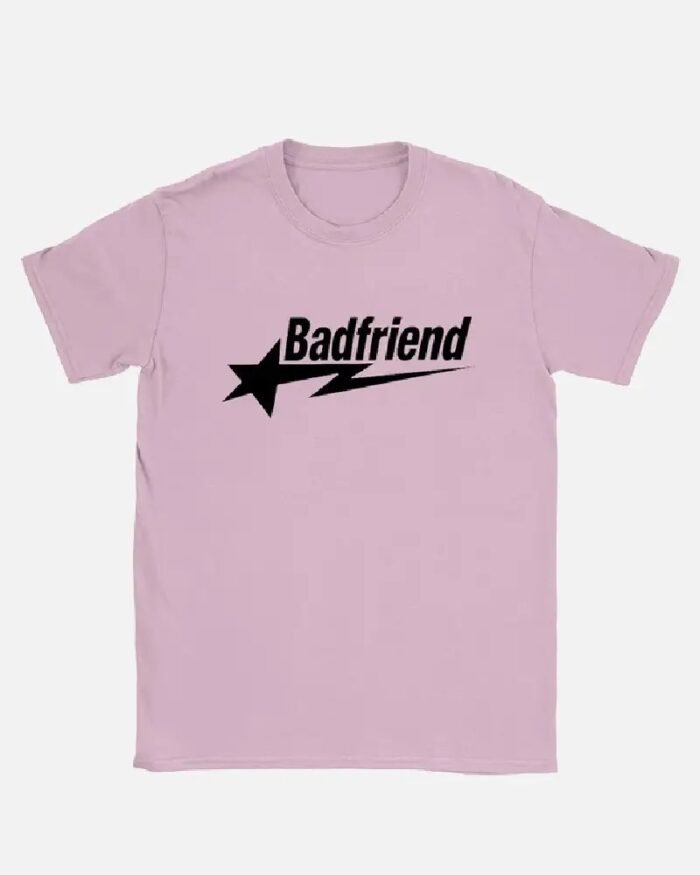 Bad Friend Letter Print Shirt Pink/Black