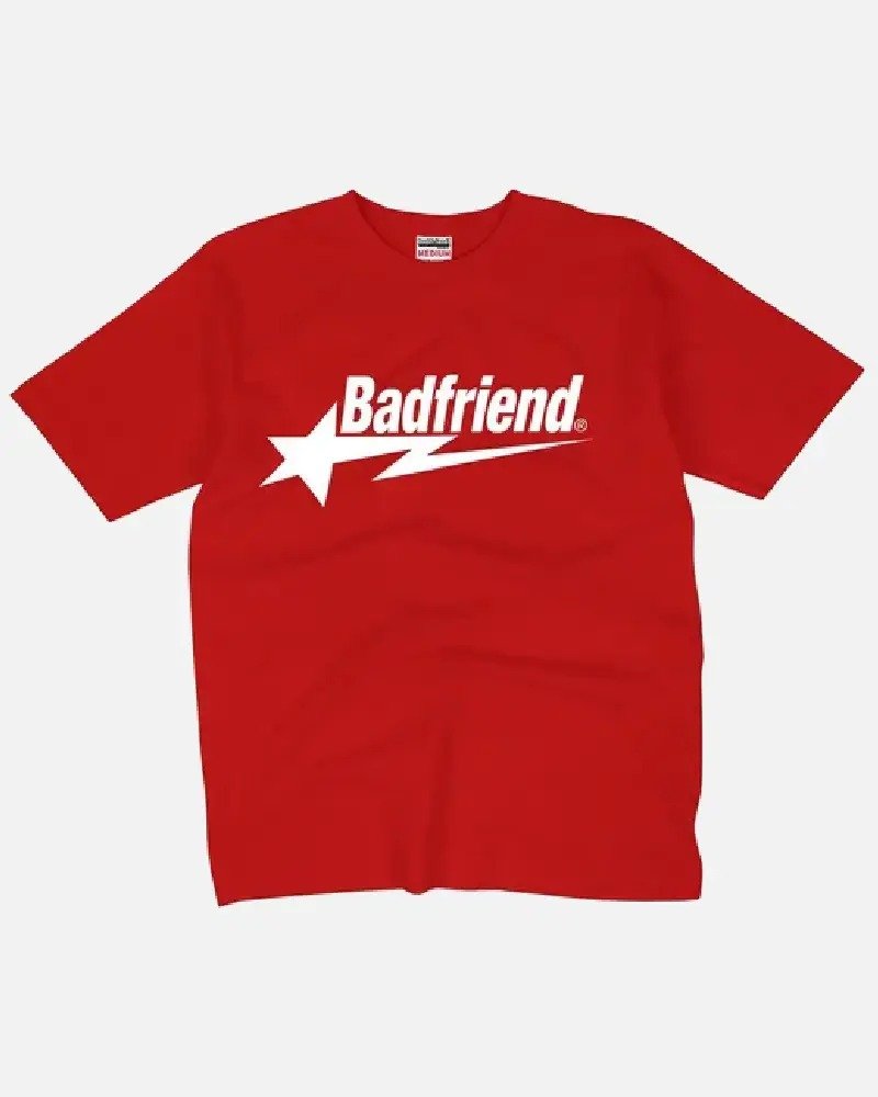 Bad Friend Letter Print Shirt Red/White