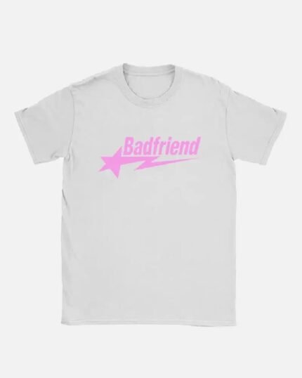 Bad Friend Letter Print Shirt White/Pink