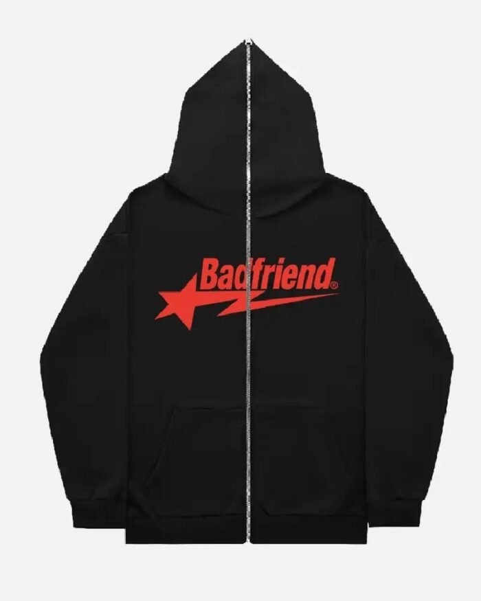 Bad Friend Full Zipper Hoodie Black/Red